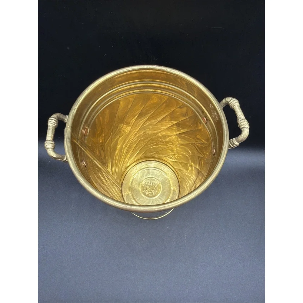 Vintage Brass Bucket French Flower Market Vase 7.5